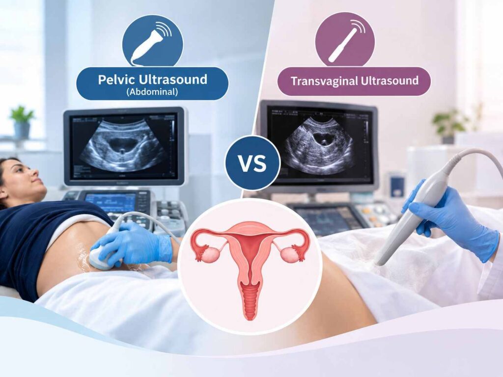 pelvic ultrasound vs transvaginal ultrasound